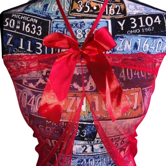 Red Lace Babydoll w/ Matching Lace G String NWT - Picture 2 of 4